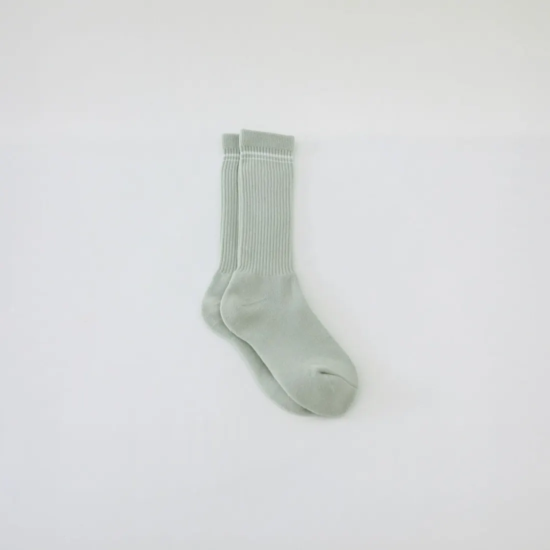 Basic Ribbed Light Green Crew Socks