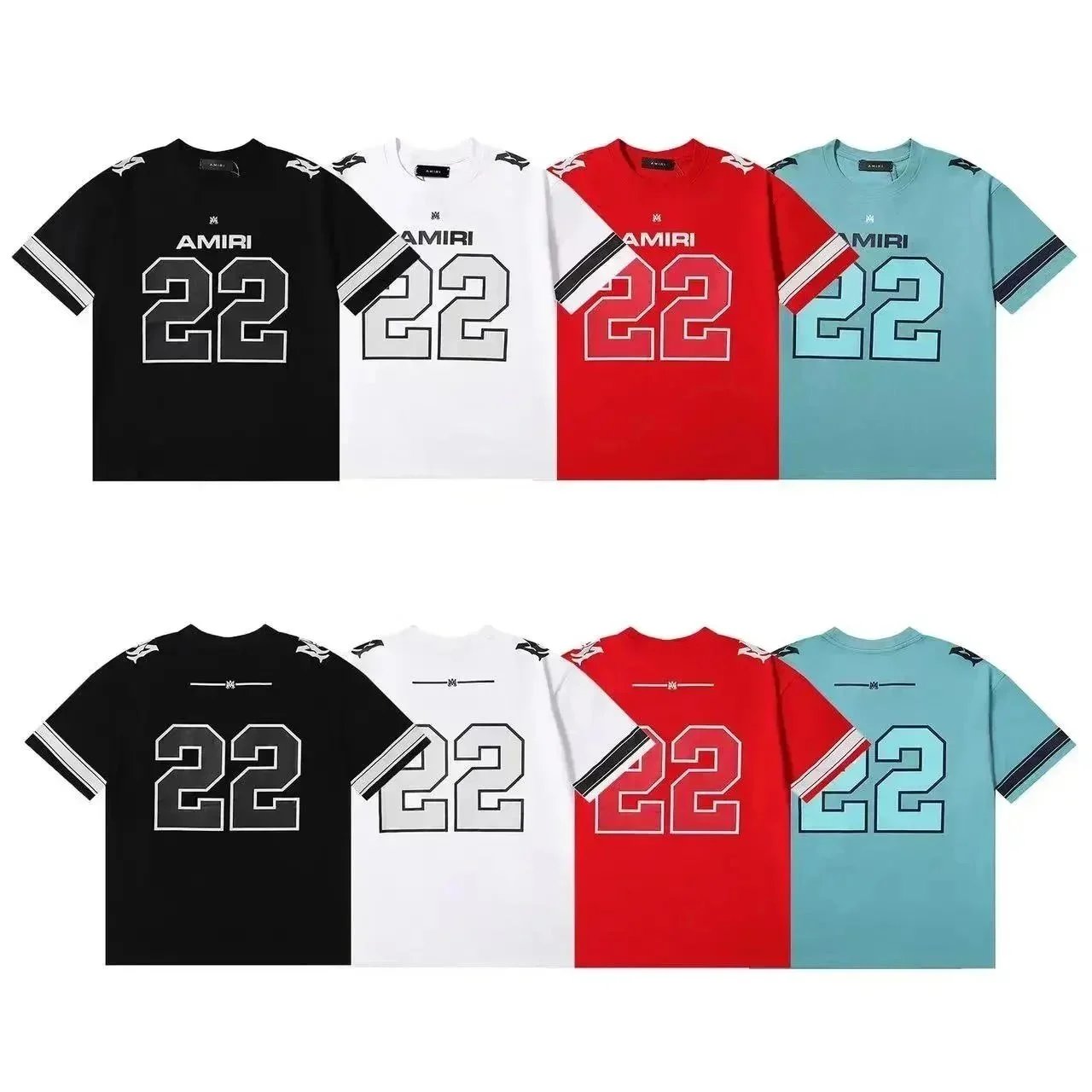 Amiri 22 Black White Red Blue Casual T-Shirt