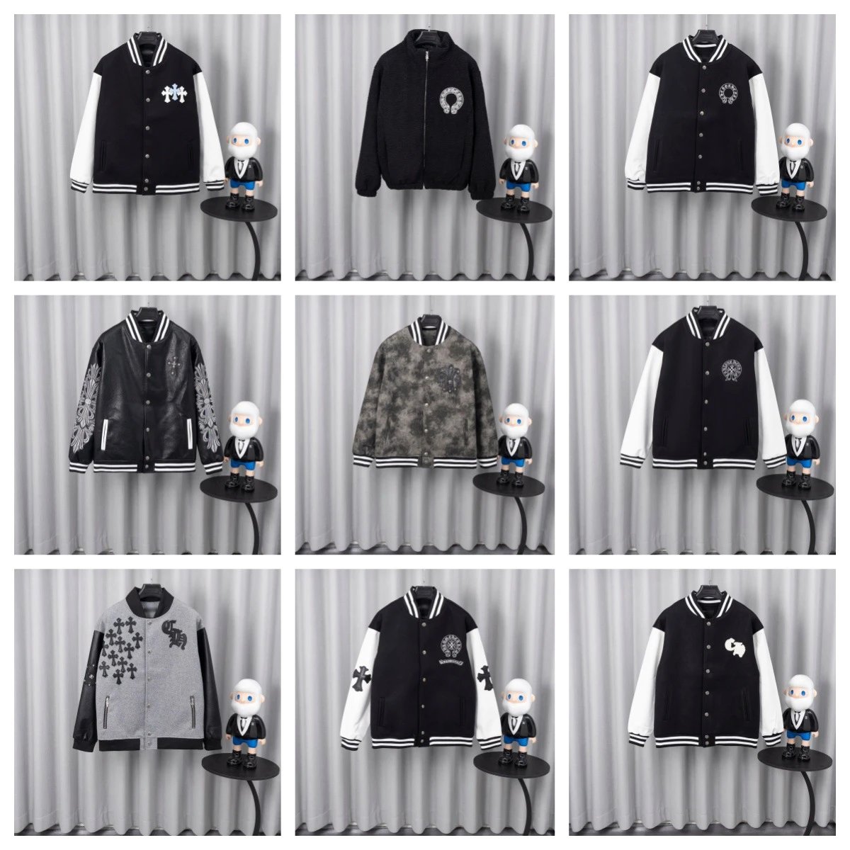 Black White Letterman Jacket Casual Style