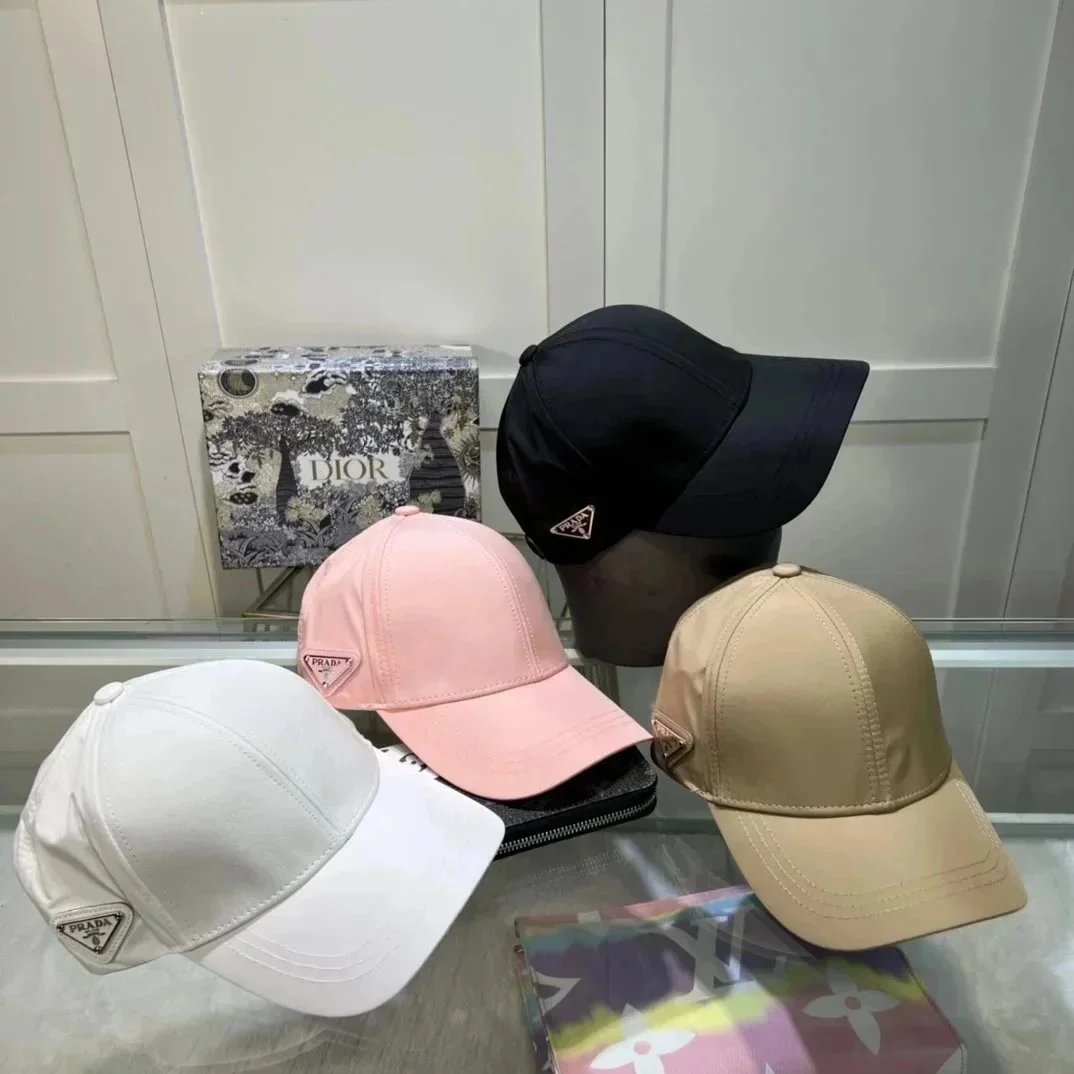 Prada Baseball Cap White Pink Beige Black Casual Hat
