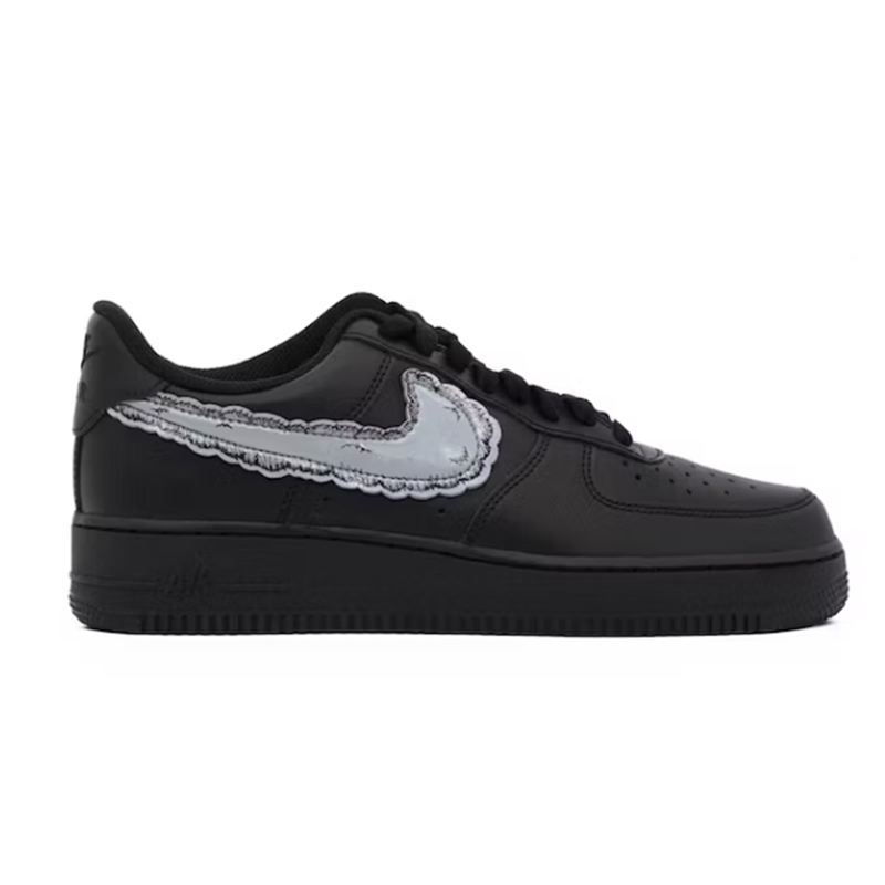 Nike Air Force 1 Black Silver Swoosh Sneakers