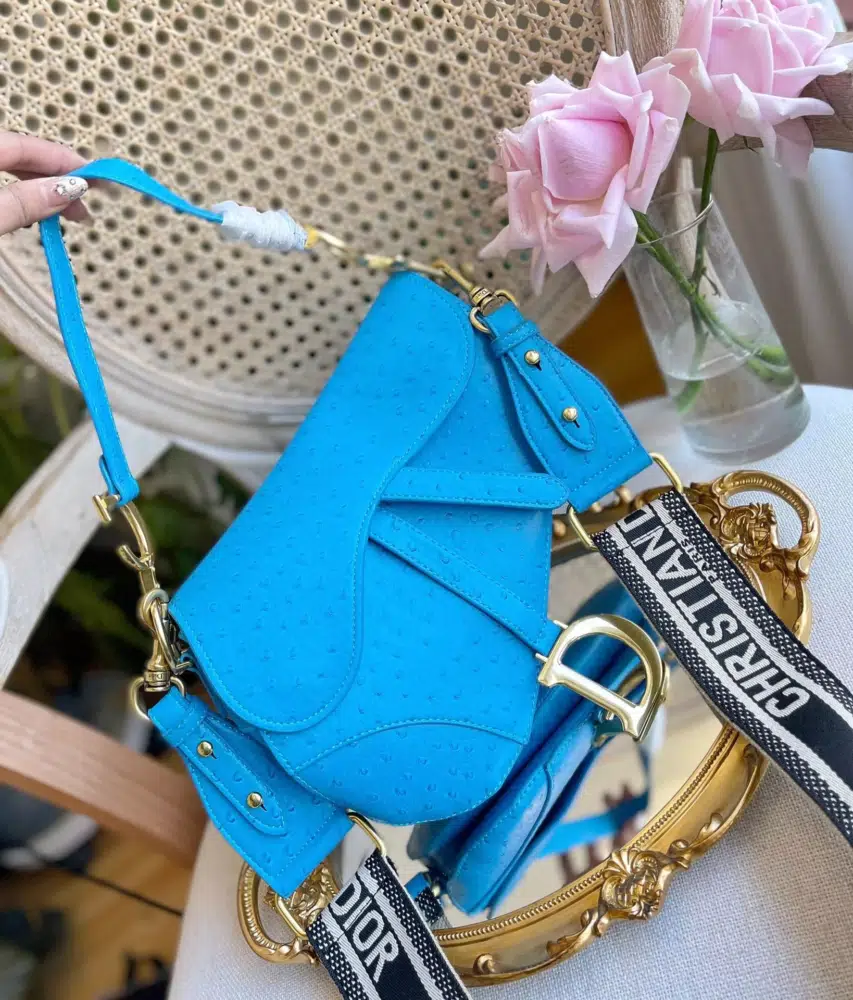 Dior Saddle Bag Blue Leather Shoulder Bag
