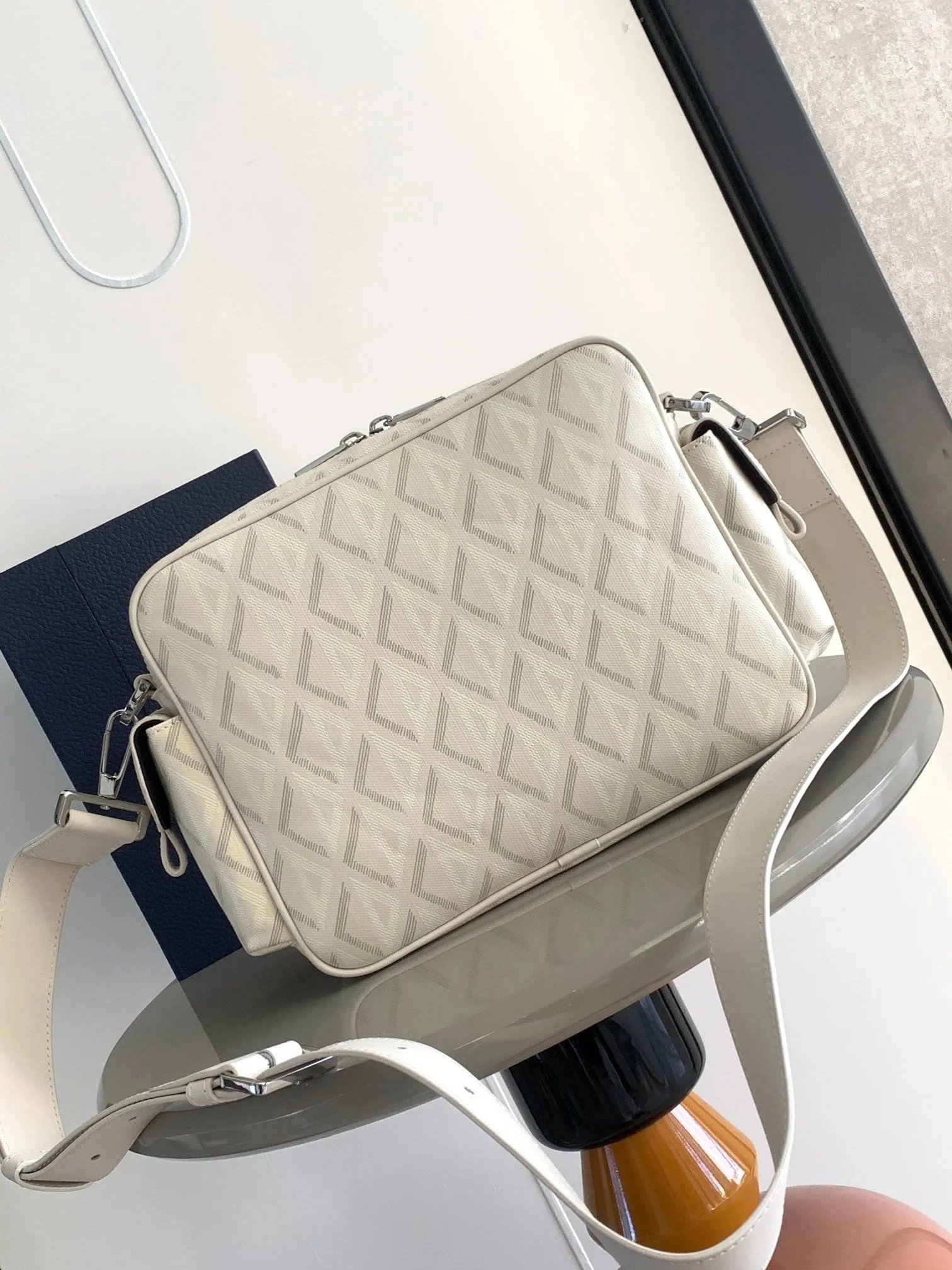 Monogram Pattern Beige Crossbody Bag